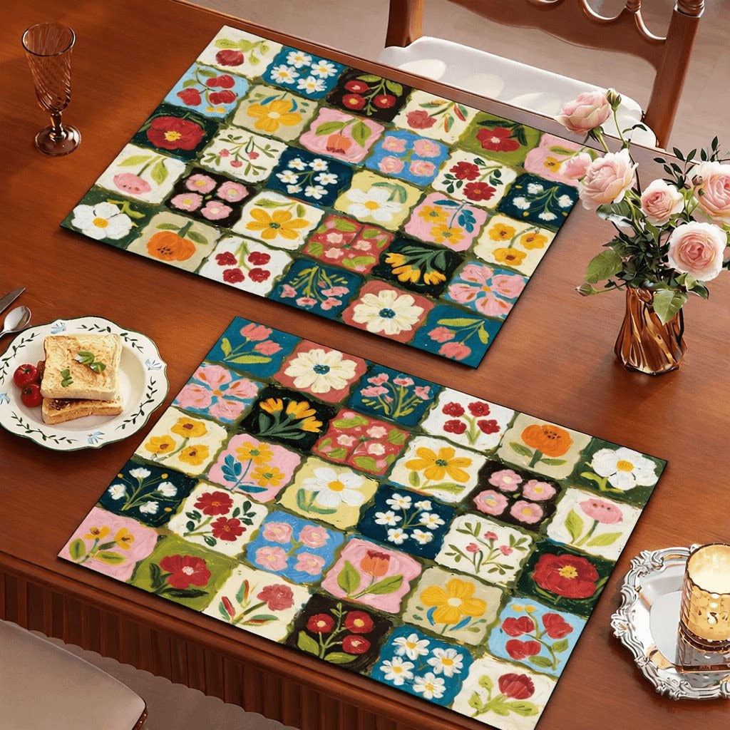 ArtisanBloom · Oil-Paint Aesthetic Multi-Defense Kitchen Mat