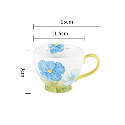 Elegant Floral Hand-Painted Ceramic Mug