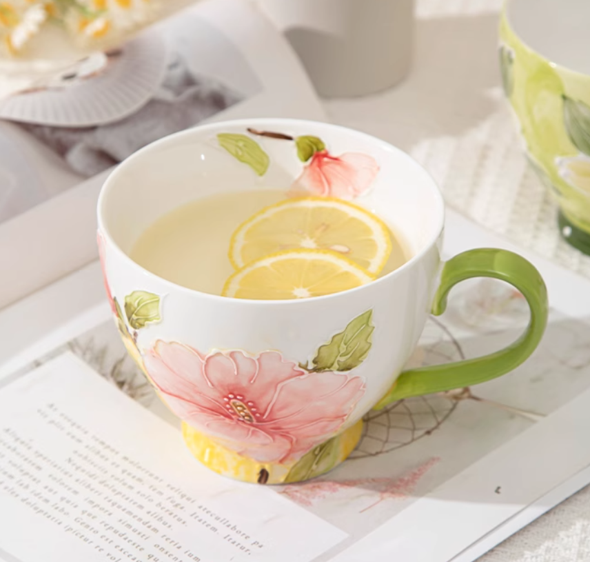 Elegant Floral Hand-Painted Ceramic Mug