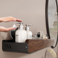 Walnut Wood Suction Wall Shelf – Tool-Free Install, Strong Hold, Large Capacity