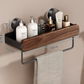 Walnut Wood Suction Wall Shelf – Tool-Free Install, Strong Hold, Large Capacity