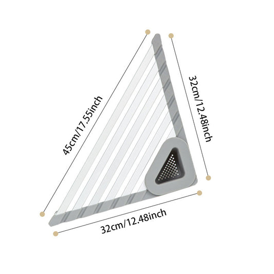 Kitchen Sink Triangle Drain Rack – Easy to Clean, With Filter Net & Food-Grade Safe