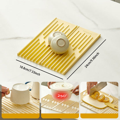 Tri-Fold Sloped Drain & Heat Insulation Mat – Space-Saving & Practical