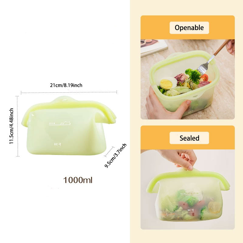 Reusable Silicone Food Storage Bag & Lunch Box: Leak-Proof, Heat & Cold Resistant