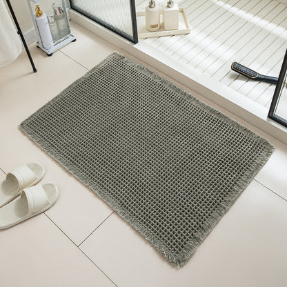 Solid Color Waffle Bathroom Mat with Absorbent Non-Slip Design