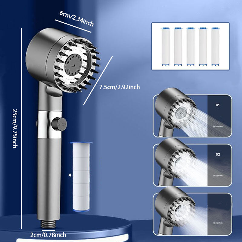 3-Mode Adjustable High-Boost Handheld Shower Head: Efficient & Refreshing