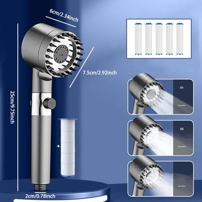 3-Mode Adjustable High-Boost Handheld Shower Head: Efficient & Refreshing