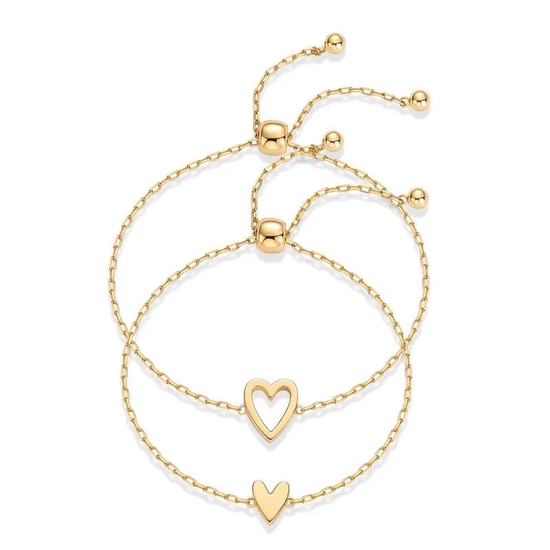 Loruvie 14K Gold Plated Adjustable Matching Bracelets