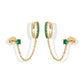 Loruvie 14K Gold-Plated Double Piercing Earrings – Delicate Chain & CZ Accents