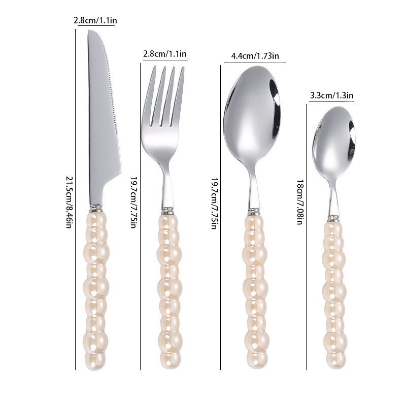 PearlGrace Pearl Handle Cutlery – 304 Stainless Steel Fork,Durable and Stylish