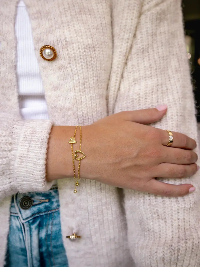 Loruvie 14K Gold Plated Adjustable Matching Bracelets