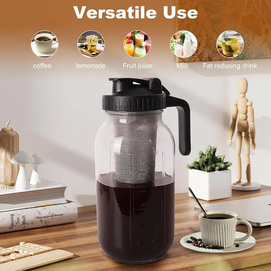 BrewJar™ Mason Jar Cold Brew Pitcher for Iced Coffee & Tea
