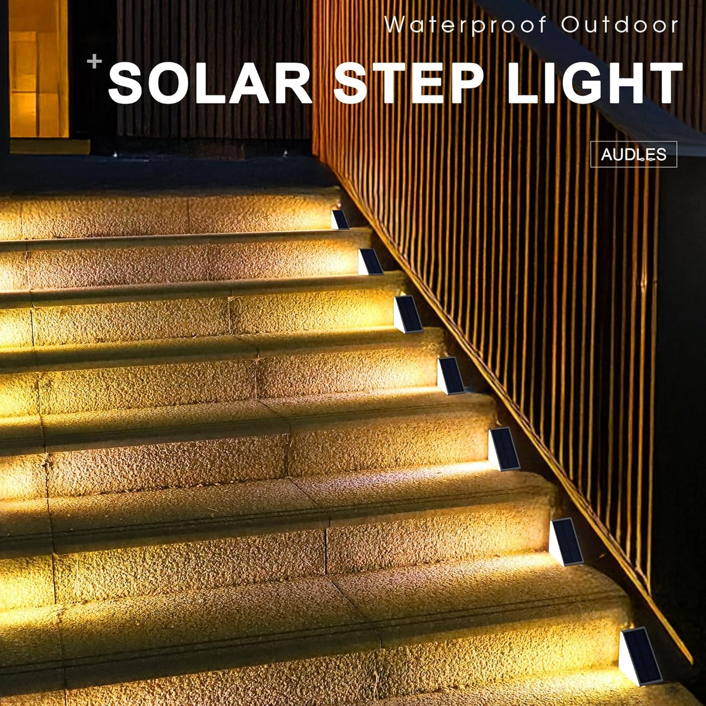 Outdoor Solar Stair Lights with Auto On/Off Sensor & Weatherproof Deck Lighting