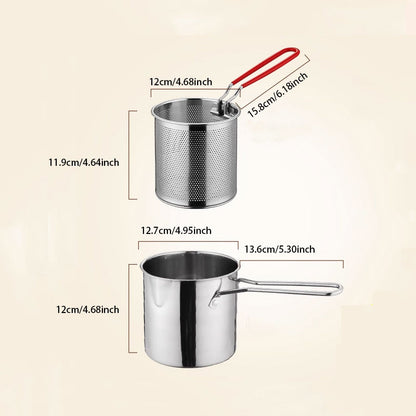 Multi-Functional Deep Fryer Pot: Long Anti-Scald Handle & Fine Mesh Strainer