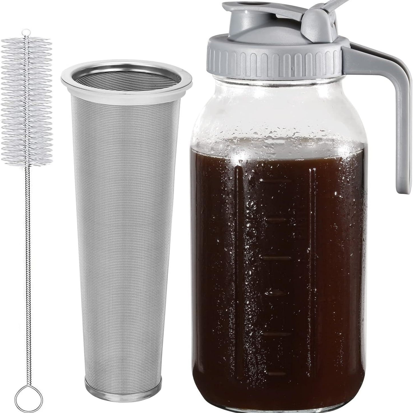 BrewJar™ Mason Jar Cold Brew Pitcher for Iced Coffee & Tea