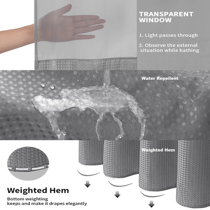 BathSnap™ No-Hook Bathroom Curtain with Waterproof Inner Liner