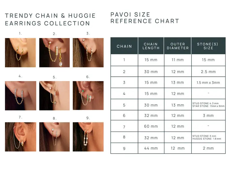 Loruvie 14K Gold-Plated Double Piercing Earrings – Delicate Chain & CZ Accents