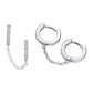 Loruvie 14K Gold-Plated Double Piercing Earrings – Delicate Chain & CZ Accents