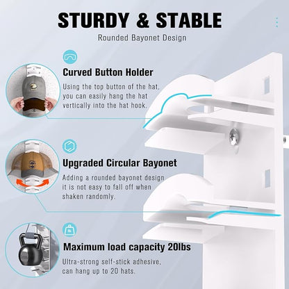 CapRail™ Wall-Mounted Hat Organizer for Baseball Caps