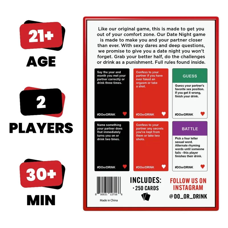 Do or Drink™ Date Night Card Game –– Fun Questions & Daring Challenges