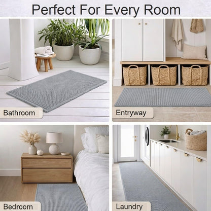 Solid Color Waffle Bathroom Mat with Absorbent Non-Slip Design