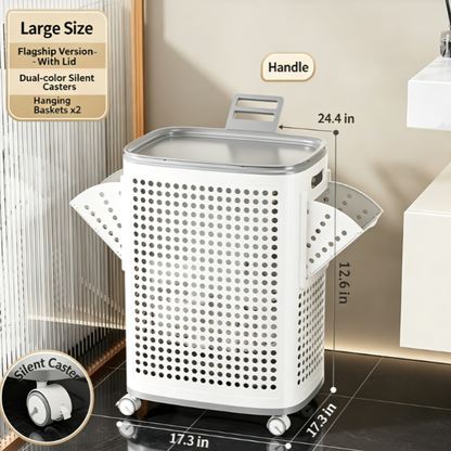 RollHide™ Mobile Laundry Hamper with Wheels, Lid & Breathable Design
