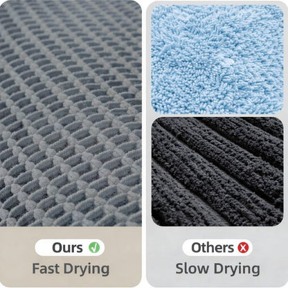 Solid Color Waffle Bathroom Mat with Absorbent Non-Slip Design
