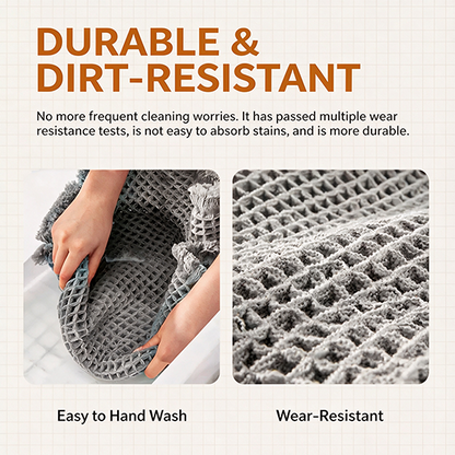Solid Color Waffle Bathroom Mat with Absorbent Non-Slip Design