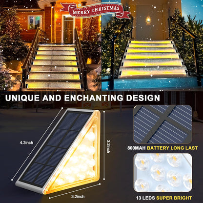 Outdoor Solar Stair Lights with Auto On/Off Sensor & Weatherproof Deck Lighting