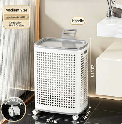 RollHide™ Mobile Laundry Hamper with Wheels, Lid & Breathable Design