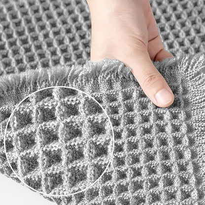 Solid Color Waffle Bathroom Mat with Absorbent Non-Slip Design