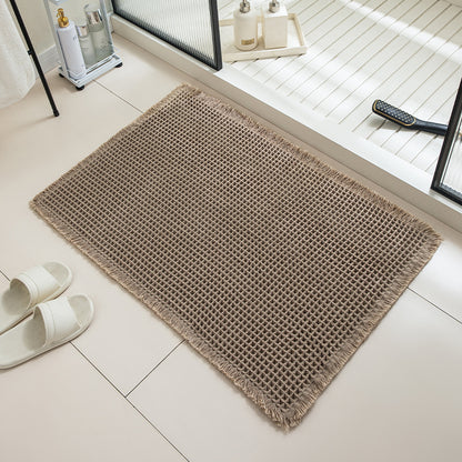 Solid Color Waffle Bathroom Mat with Absorbent Non-Slip Design