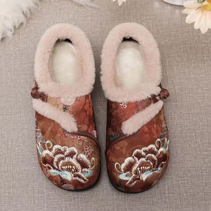 EmbroHome-Vintage Embroidered Cotton Slippers: Non-Slip Design