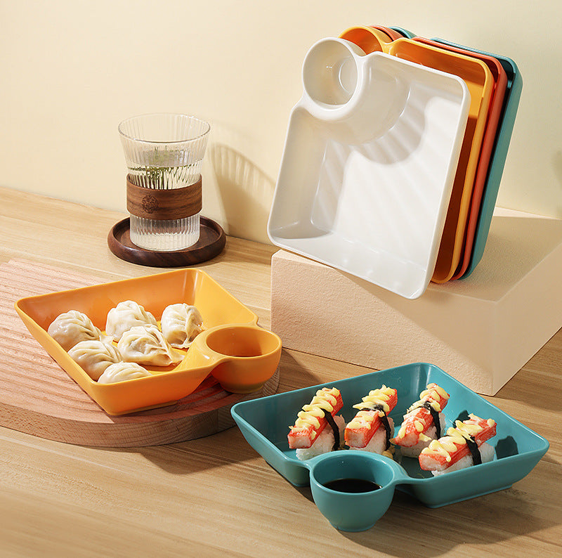 DumpliDip™ BPA-Free Snack Plate for Dumplings, Sushi & Appetizers