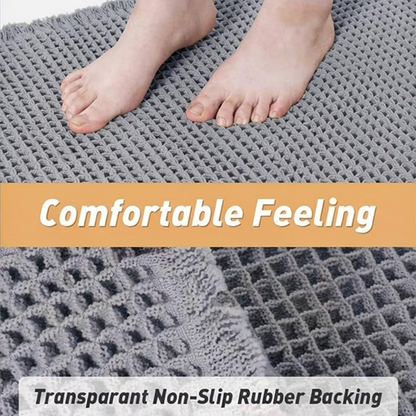 Solid Color Waffle Bathroom Mat with Absorbent Non-Slip Design